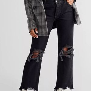 Free People We The Free Black Ripped Ankle Jeans Size 26 NWT